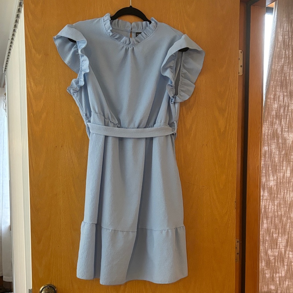 SHEIN Light Blue Ruffle Sleeve Dress